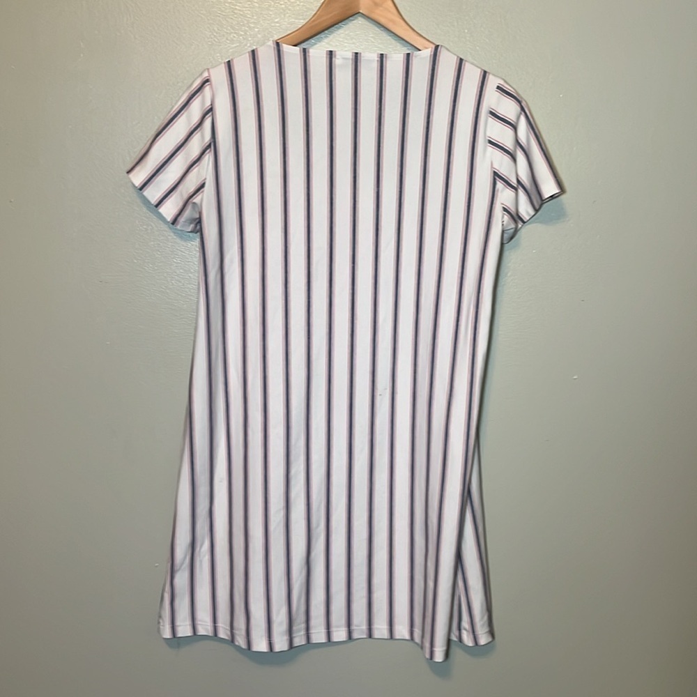 MNG Basics short sleeve tunic shirt, white with red/blue stripes, womens size 6 - Picture 5 of 6